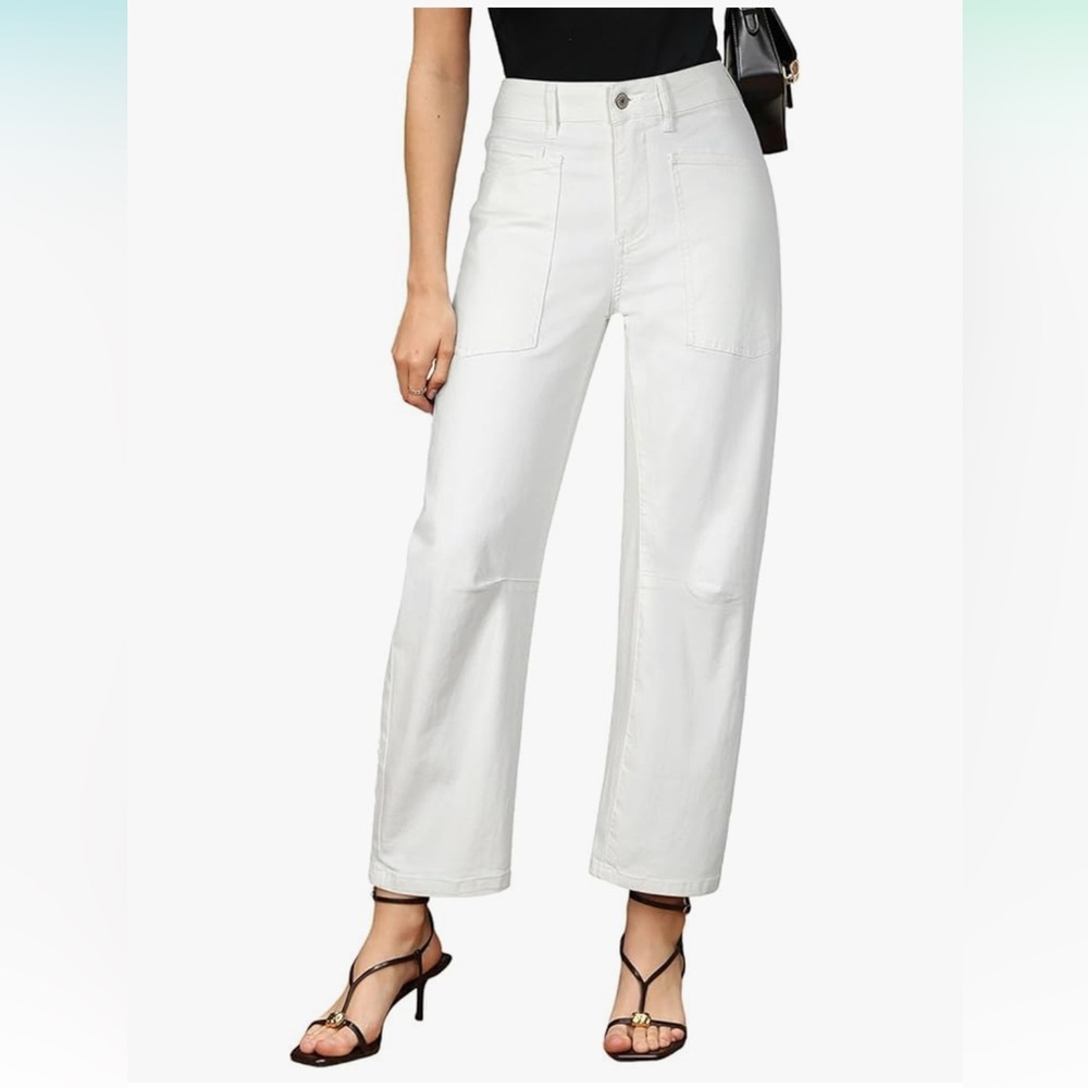 EVALESS Womens white Baggy Barrel Jeans High Waisted Wide Leg Pants 3 for $20